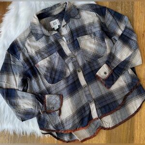 BDG Karl blue and ivory/grey flannel, size Small